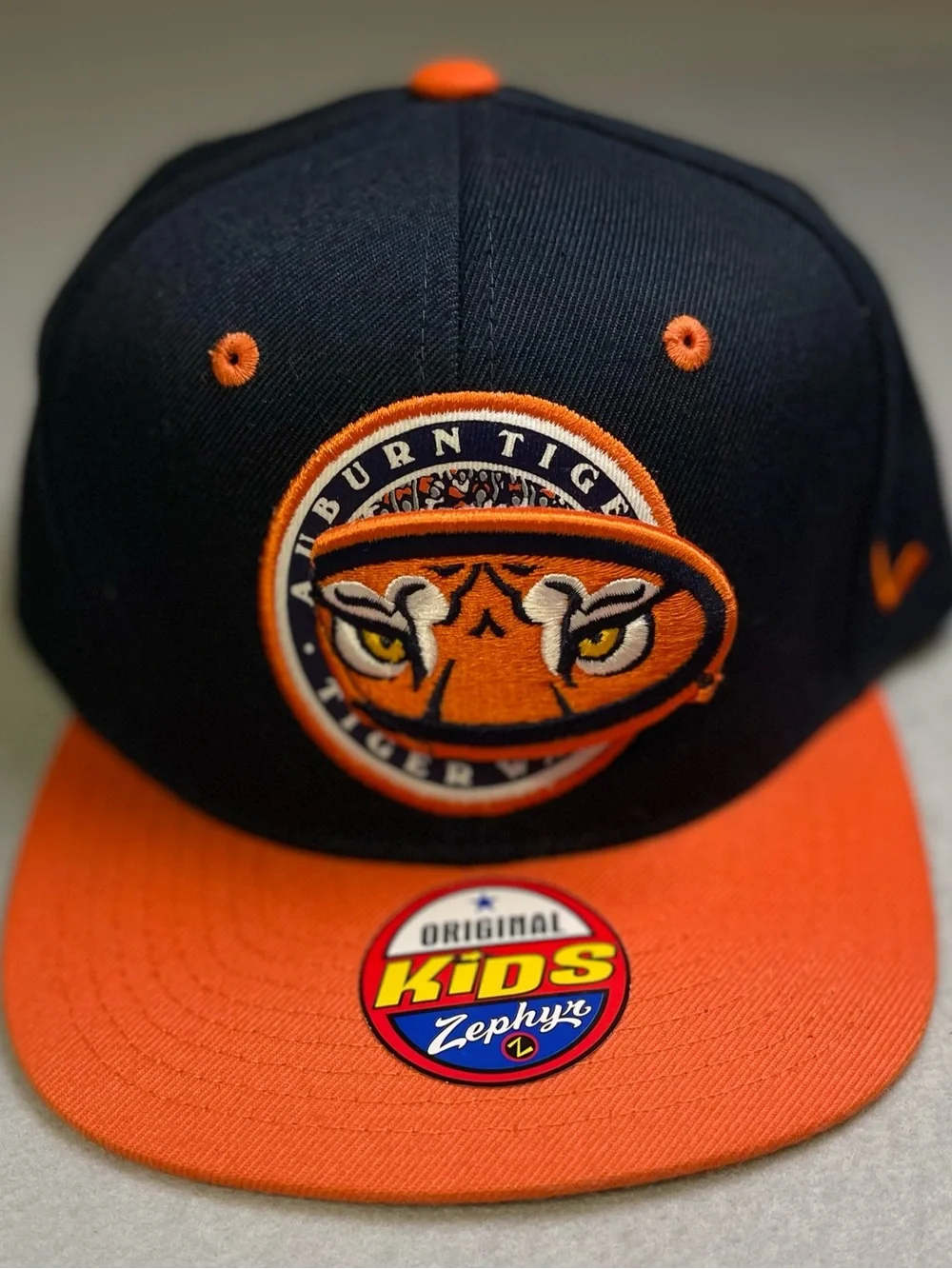 Zephyr Kids Snapback Hat - Navy & Orange